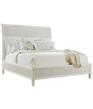 Leather Wrapped Rattan King Bed