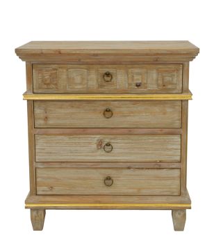 4 Drawer Natural Side Table