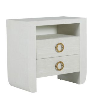 White Raffia Nightstand