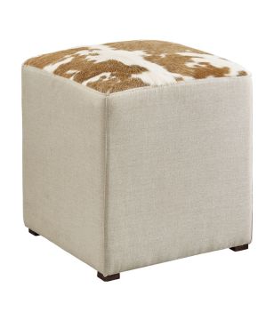 Hide & Linen Cube Ottoman