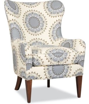 Yellow Green Floral Wing Chair