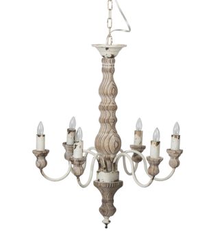 Six Light Wood Chandelier