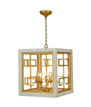 Gold & White Pendant Lantern