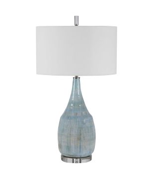 Coastal Style Aqua Crackle Lamp