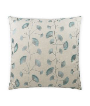 Aqua Floral Embroidered Pillow