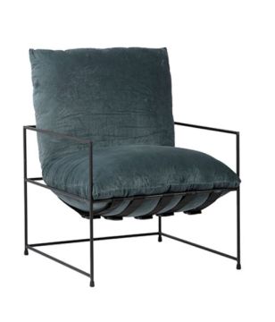 Blue Velvet & Metal Arm Chair