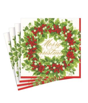 Holly & Berry Wreath Napkins