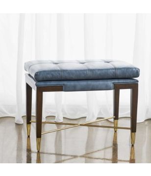 Blue Leather Bench