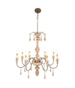 34" Wood 8-Light Chandelier