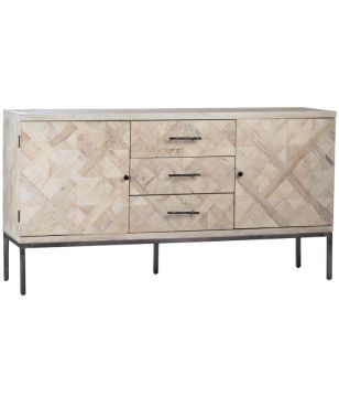 Natural Elm and Iron Sideboard
