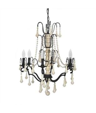 36"H Iron 6-Light Chandelier