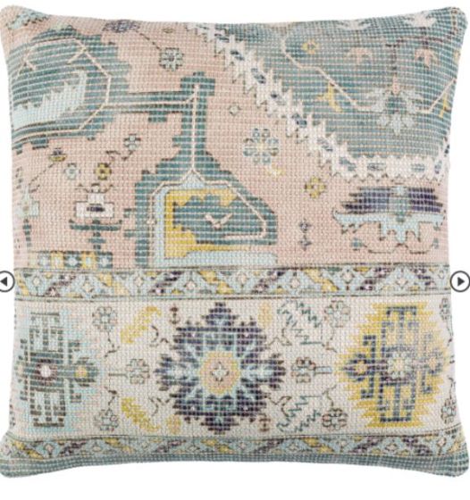 Pink & Sage 22x22 Pillow