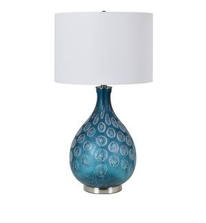 Teal Glass Pattern Table Lamp