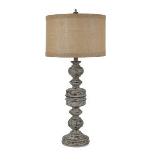 Grey Distressed Resin Lamp