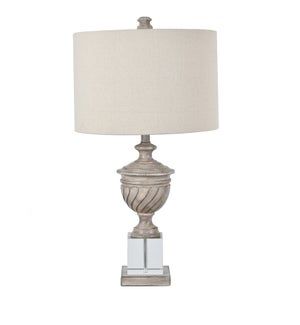 Grey Wash Resin Urn Lamp