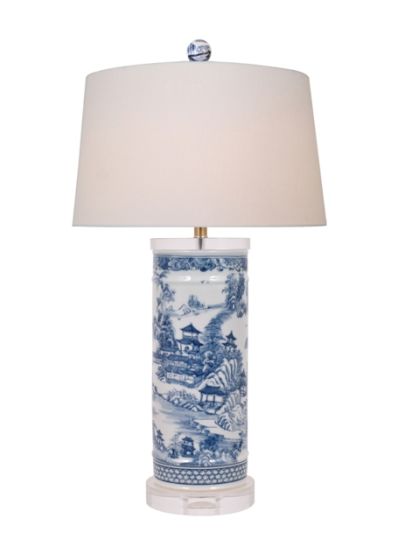 Blue and White Chinoiserie Lamp
