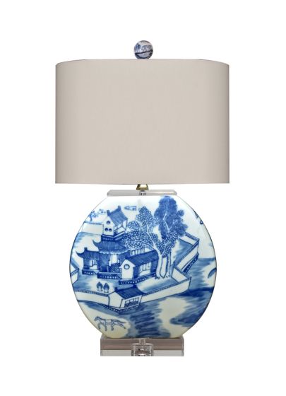 Blue & White Moon Vase Lamp