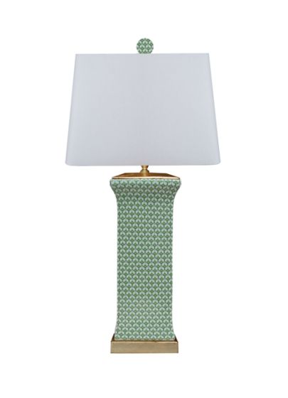 Green Scale Column Vase Lamp