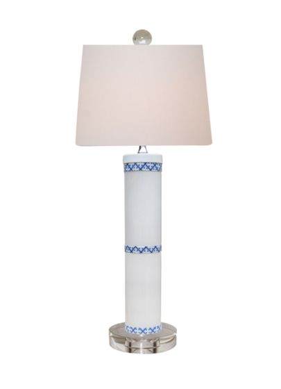 Blue & White Trim Jade Lamp