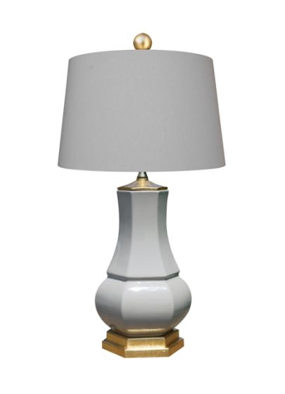 Grey Porcelain Gilded Base Lamp