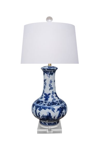 Blue and White Vase Shaped Lamp