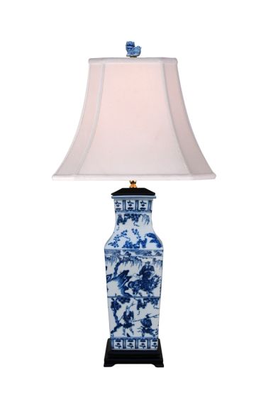 Square Blue & White Lamp
