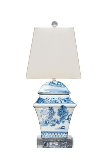 Blue & White Square Table Lamp