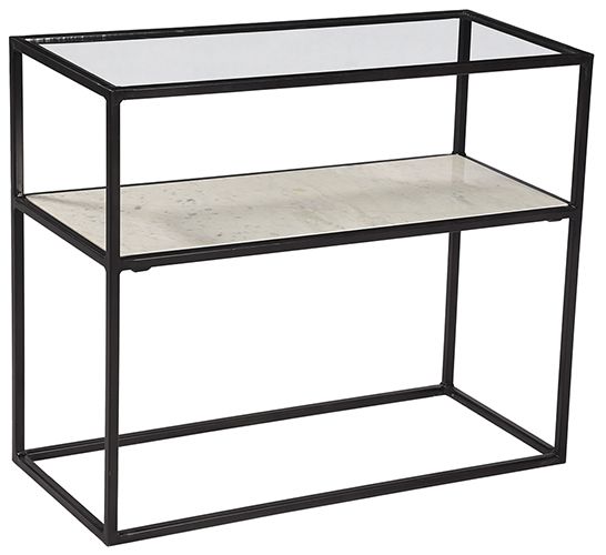 Iron/Glass/Marble Side Table