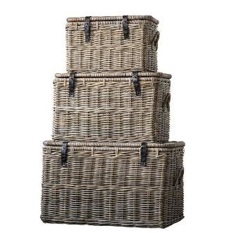 Large Leather Buckle Basket