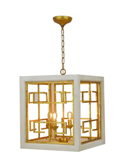 Gold & White Pendant Lantern