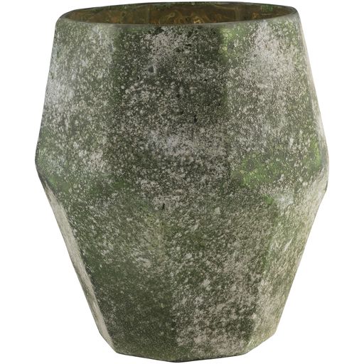 Green Glass Geometric Vase - md