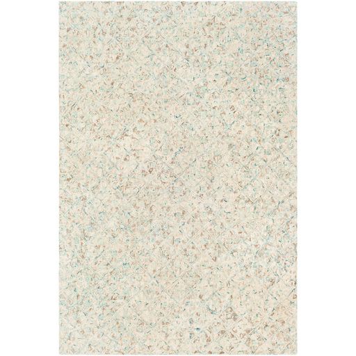 Cream & Teal 5'x7'6" Wool Rug