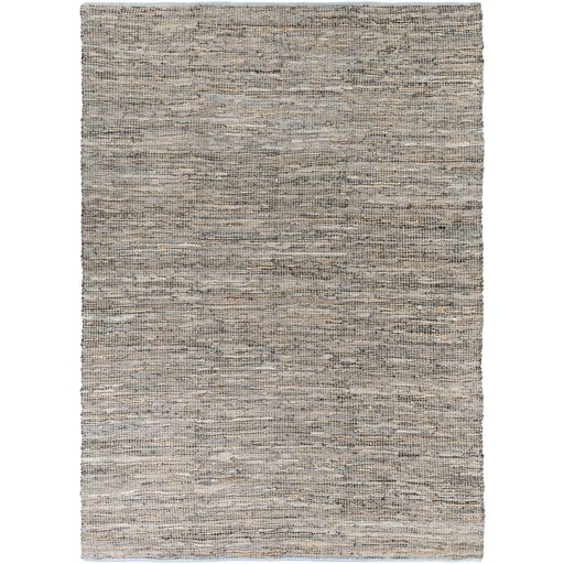6'x9' Blue Jute & Leather Rug
