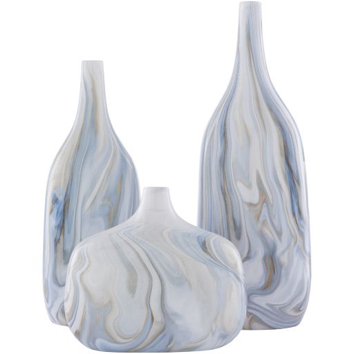 SET/3 Blue Brown & White Vases