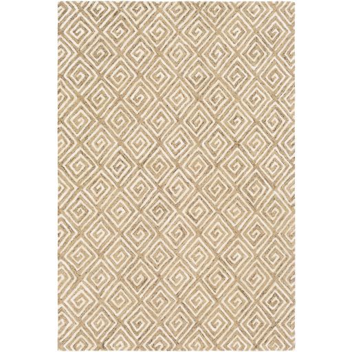 White & Beige Patterned Rug