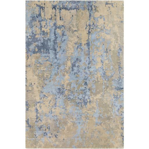 Blue and Khaki Abstract 2x3 Rug