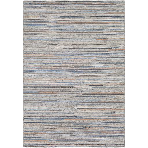 Neutral and Sky Blue Wool Rug