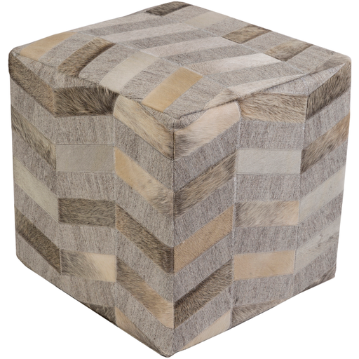 Hair on Hide Chevron Floor Pouf