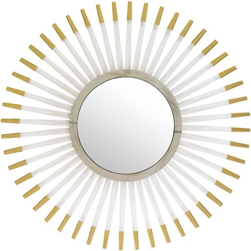 Lucite & Brass Sunburst Mirror
