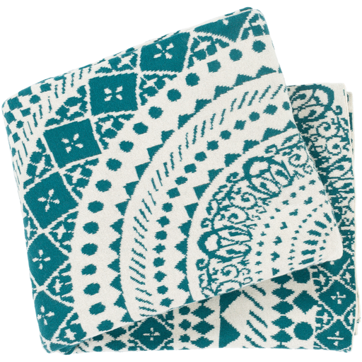 Teal Medallion Knitted Throw