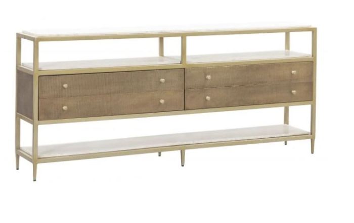 Metal & White Marble Console