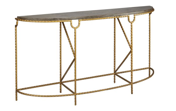 Blue Stone Top Demilune Console