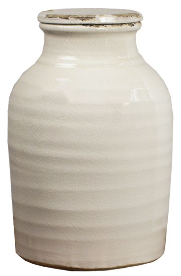 15" Medium White Lidded Vase