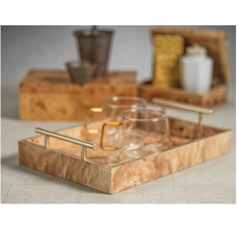 XL Burl Wood Rectangle Tray