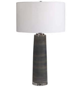 Striped Charcoal Gray Lamp