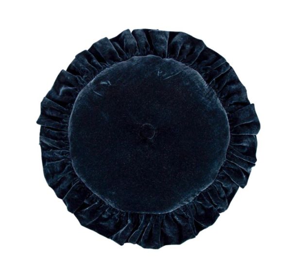 Blue Ruffled Velvet Pillow