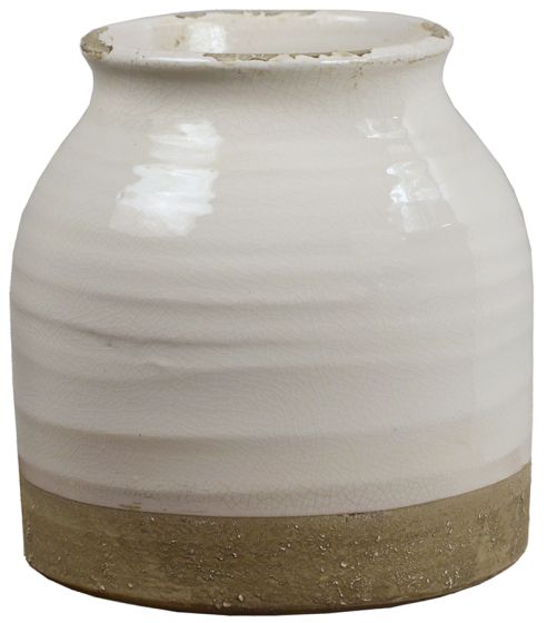 9" White Glazed Vase