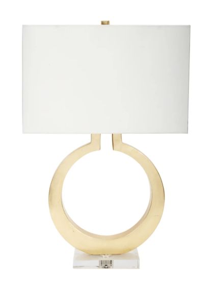 Gold Leaf & Crystal Circle Lamp