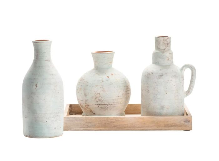 Medium White Distressed Bottle