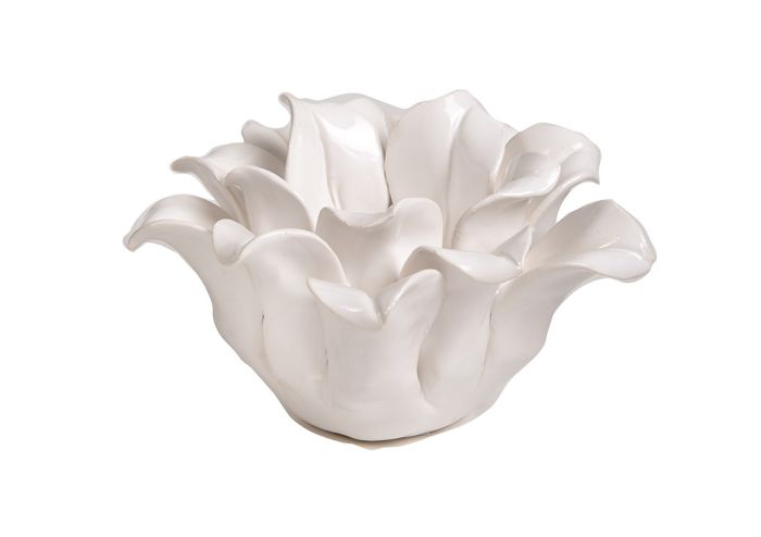 White Floral Ceramic Votive